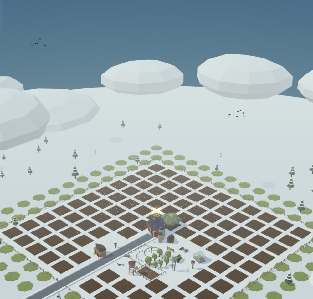 The farm under deep snow on an ice sheet